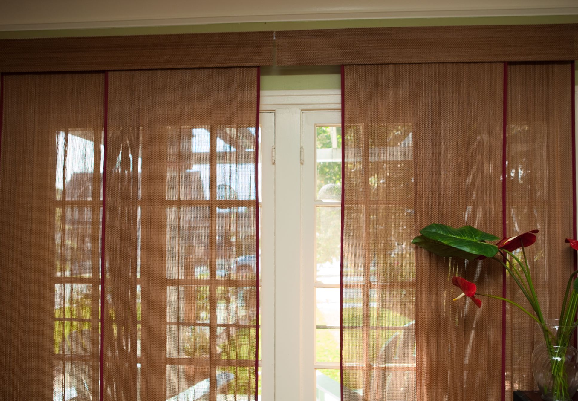 Panel Track Blinds And Sliding Panels At Americanblinds Com Bella View Trademark Woven Wood Sliding Panel