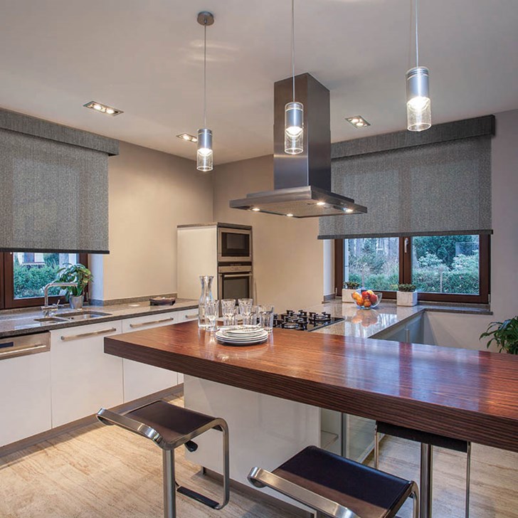 Classic Solar Shades with the fabric valance and returns.