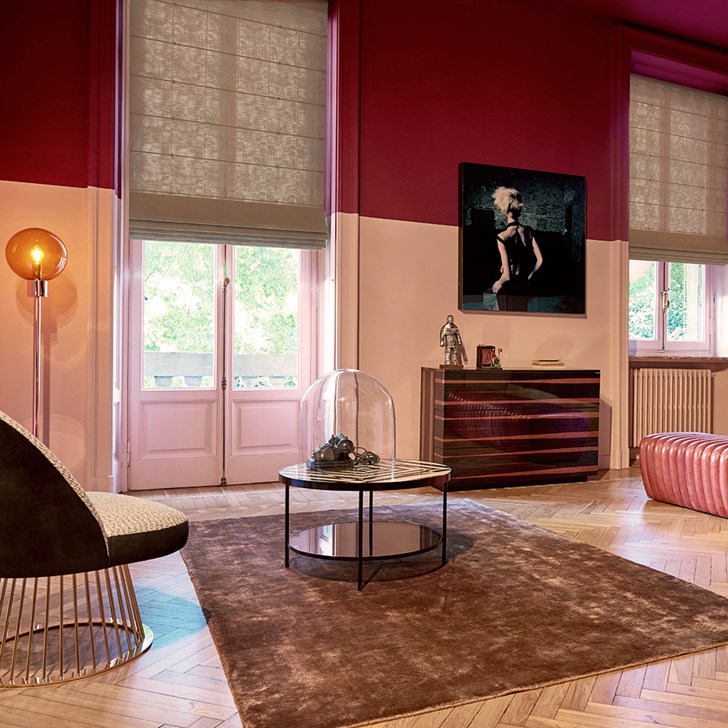 Color: Flaxen 11% Greystone; Lift: Motorized; Fold Style: Classic; Bottom Rail: Heat Sealed Hem Bar