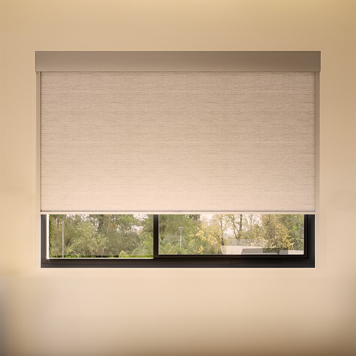 Color: Modica Cornerstone; Opacity: Blackout; Bottom Rail: Square Hem Bar; Add-On: Light Blocker; Headrail: 5 Inch Fascia
