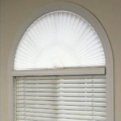 Arch Window Light Filtering Pleated Fabric Half-Round Shade White Natural 