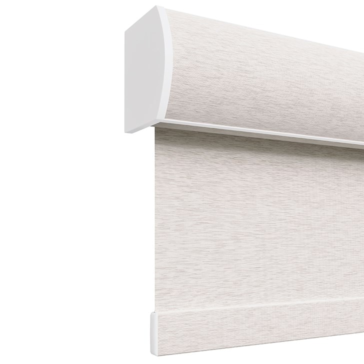 The Light Filtering Roller Shades in the Brook White Sand color with the Large Cassette.