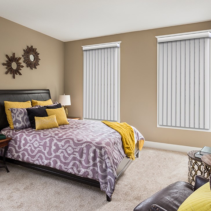 Economy Vinyl Vertical Blinds in the color Cottonwood Rice