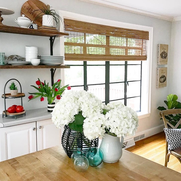 Kristi made over her kitchen with Woven Wood. Photo courtesy of @chatfieldcourt.
