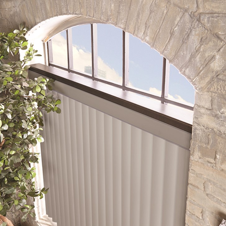 Palladian Shelf Under Arch with Vertical Blinds