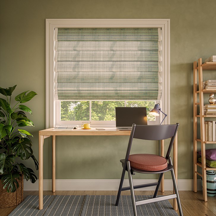 Color: Mercado Lagoon; Style: Hobbled Fold; Edge Binding: Magnolia