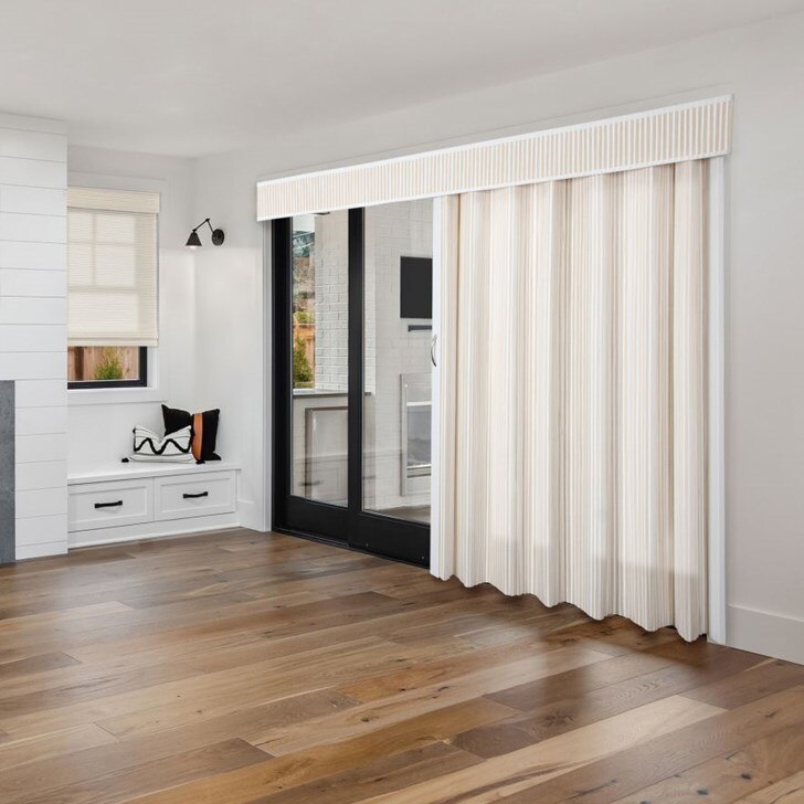 Woven Wood Bi-Fold Door shade shown in Adelaide Chalk