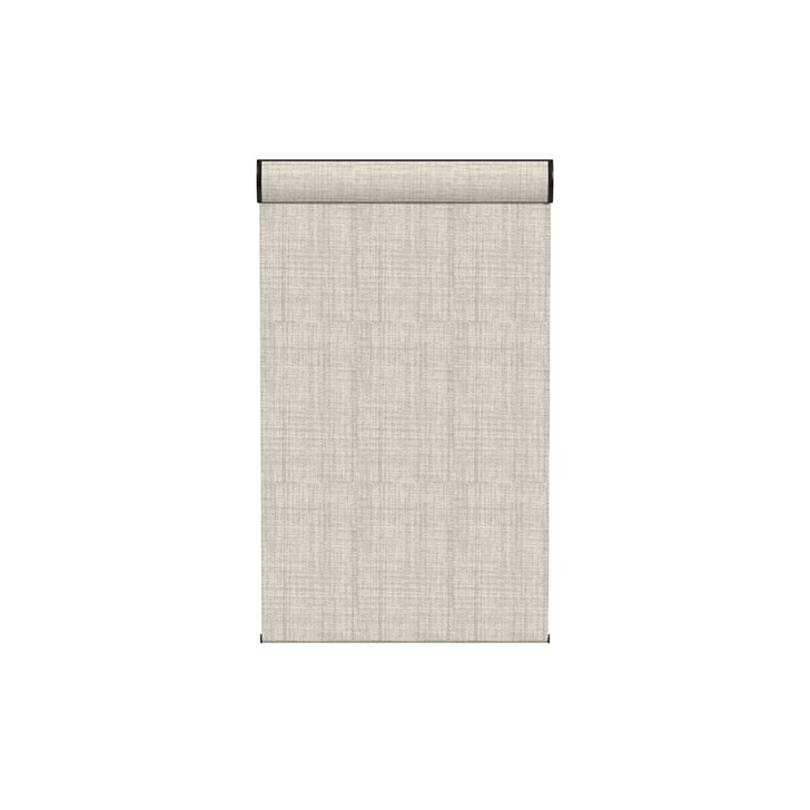 Blackout Roller Shades in the Tundra Blackout Linen color with the Large Cassette valance and Fabric Wrapped Bottom Rail.