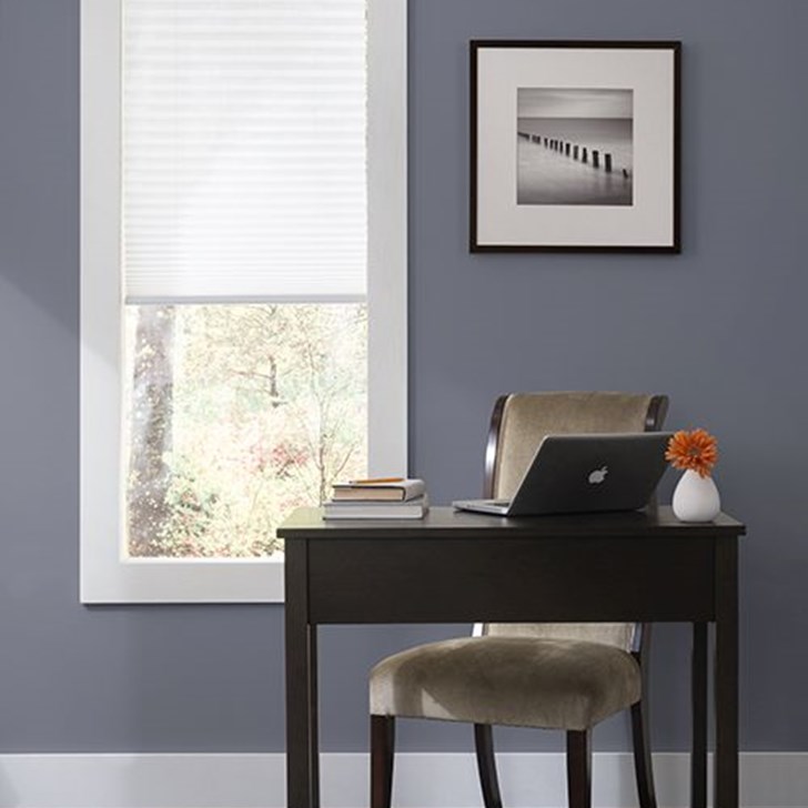 The Bilnds.com Cordless Pleated Shade is designed with an integrated handle on the bottomrail, so there are no dangling cords.