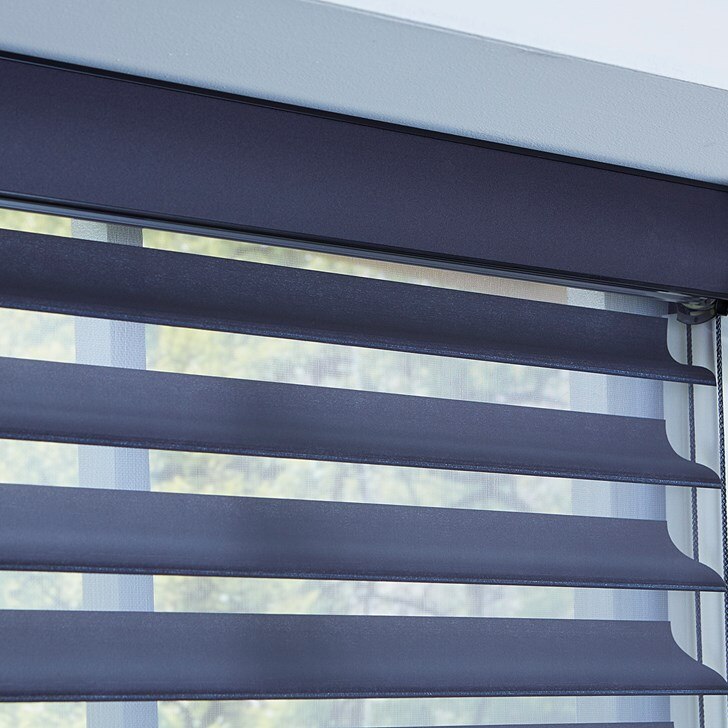 Fabric insert headrail. Color: Shadow Midnight 3" 34099