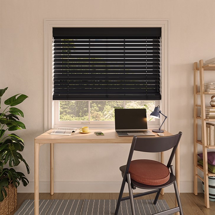 Color: Black 128; Lift: Cordless; Valance: 4 Inch Cord