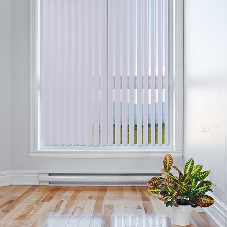 Economy Vinyl Vertical Blinds in the color Plissé Cotton