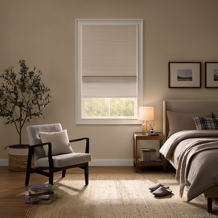 Color: Hana Cotton D07-02; Lift: Cordless; Light Control: Movable Blackout Liner; Headrail: No Valance