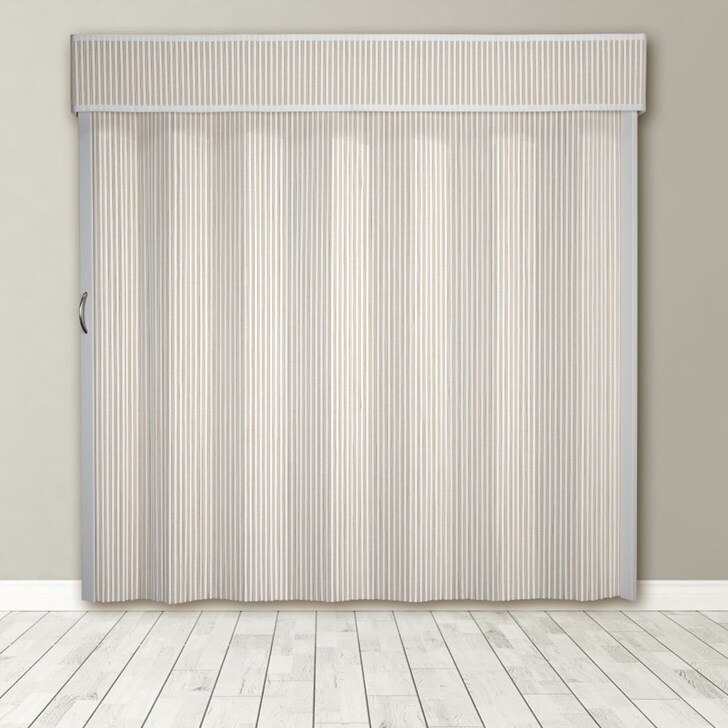 Woven Wood Bi-Fold Door shade shown in Monaco White PS603A