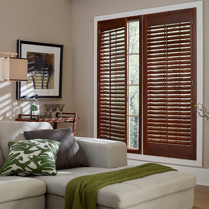 Blinds.com Simplicity Wood Shutters in color Pecan