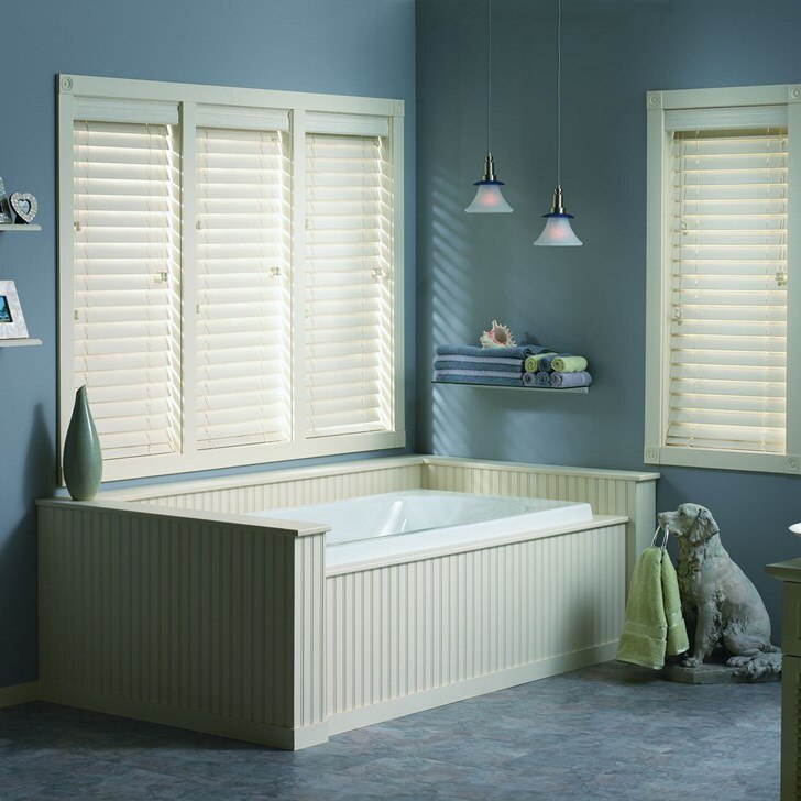 Composite Faux Wood blinds are perfect for high humidity rooms such as bathrooms and kitchens.